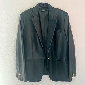 NWT Lauren Ralph Lauren Dark Green Leather Blazer